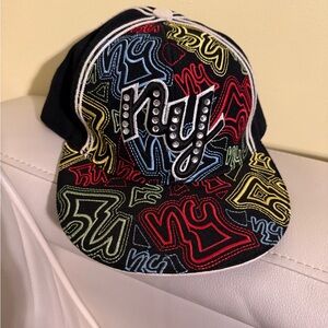 Stylish Black and Multicolor Embroidered Cap NY